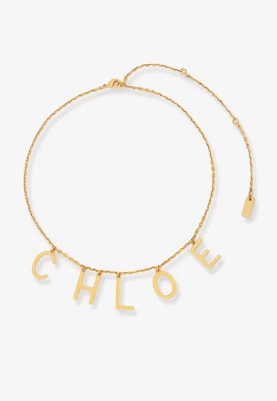 Chloé Logo Icon Necklace In Gold