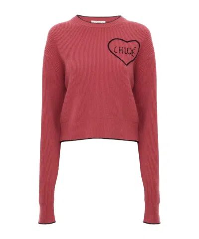 CHLOÉ CHLOÉ LOGO INTARSIA KNIT SWEATER