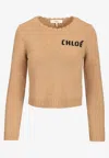 Chloé Scalloped Wool And Cashmere Blend Sweater In Neutral