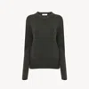 Chloé Logo Sweater In A Merino Wool Knit Green Size S 100% Wool In Gray