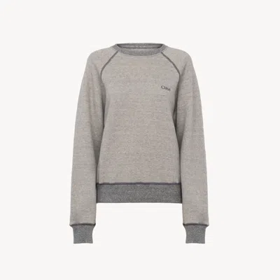 Chloé Logo Jumper In Cotton Fleece Mix In Gray