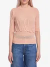 Chloé Alpaca Wool And Silk Knit Elbow-sleeve Logo Sweater Clothing