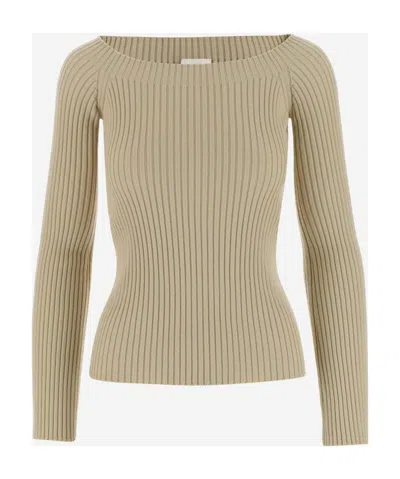 Chloé Logo Knitted Pullover In Nude