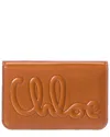 Chloé Logo Leather Card Case In Brown