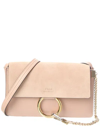 Chloé Logo Leather Shoulder Bag In Neutral