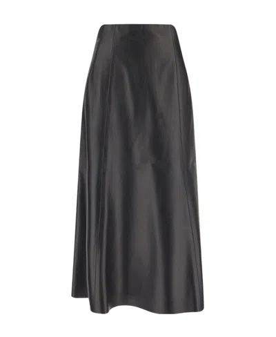 Chloé Logo Leather Skirt In Black