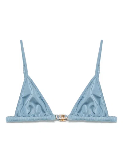 Chloé Logo-lettering Bikini Top In Blue