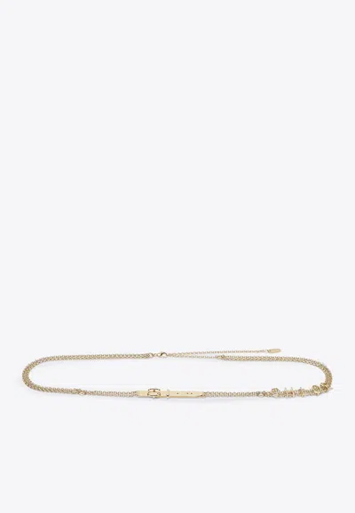 Chloé Gold-tone Belt With Logo Lettering