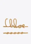 Chloé Set Of 2 Hair Clips "iconic" In Gold