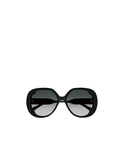 Chloé Logo-lettering Oversize-frame Sunglasses In Black