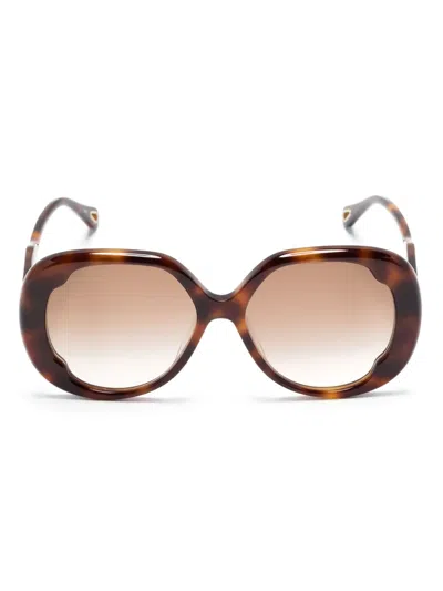 Chloé Lilli Sonnenbrille Mit Oversized-gestell In 002 Havana