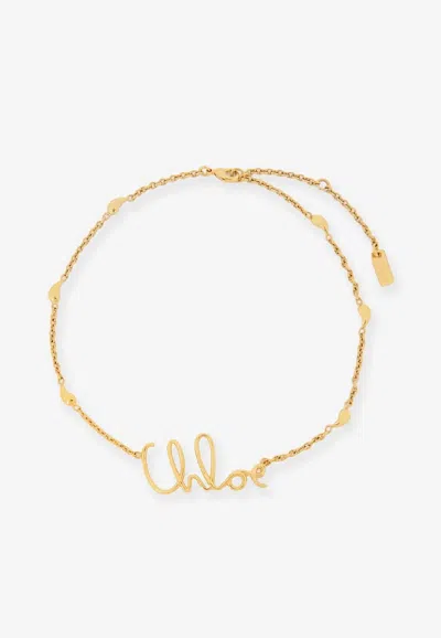 Chloé Logo-lettering Pendant Necklace In Burgundy