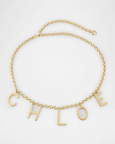 Chloé Logo Letters Belt In Gold