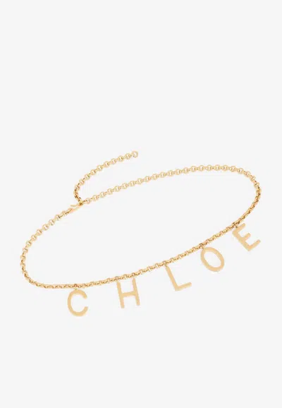 Chloé Logo Letters Chain Belt In Gold