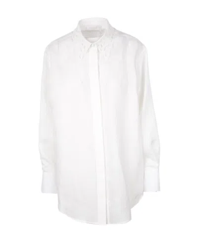 Chloé Logo Long-sleeved Shirt In White