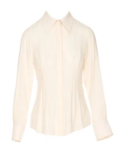 Chloé Logo Long-sleeved Shirt In White