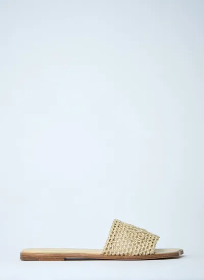 Chloé Logo Motif Slides In Gold