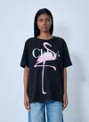 Chloé Women Black Crewneck T-shirt With Maxi Logo Print On The Front In Cotton Woman In Blue