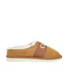 Chloé Beige Slip-on Mule With Logo Lettering In Suede Girl In Brown