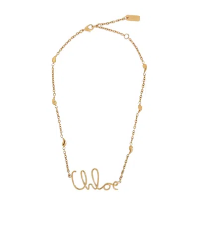 Chloé Logo Necklace In Gold