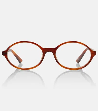Chloé Logo Oval Glasses In Brown