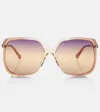 Chloé Aly Square-frame Acetate And Gold-tone Sunglasses
