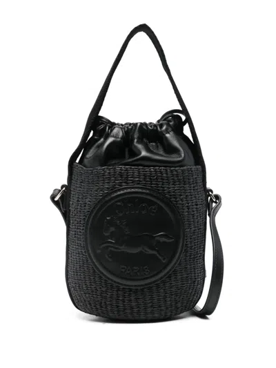 Chloé Logo-patch Bucket Bag In Black