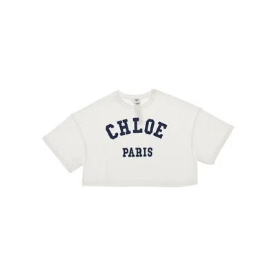 Chloé Logo Patch Cropped T-shirt Kids In White