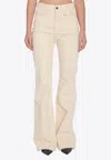 Chloé Ivory Flared Denim Trousers Women In Cream