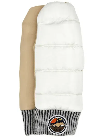 Chloé Chloe Women Two-tone Nylon And Leather Gloves In Multi