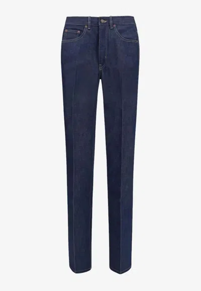 Chloé Logo Patch Slim Jeans In Blue