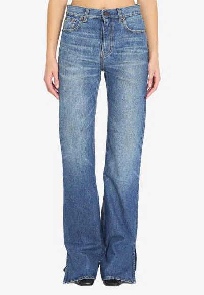 Chloé Logo Patch Straight-leg Jeans In Blue