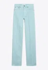 Chloé Logo Patch Straight-leg Jeans In Blue