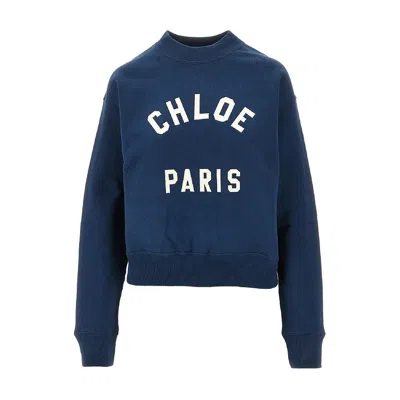 Chloé Logo Patch Sweatshirt In Blue