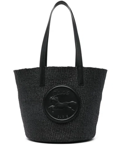 Chloé Logo-patch Tote Bag In Black