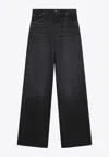 Chloé Wide-leg Cotton Trousers With Belt Loops In Black