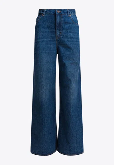 CHLOÉ LOGO PATCH WIDE-LEG JEANS