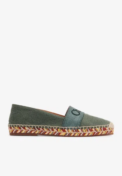Chloé Logo Piia Flat Espadrilles In Green