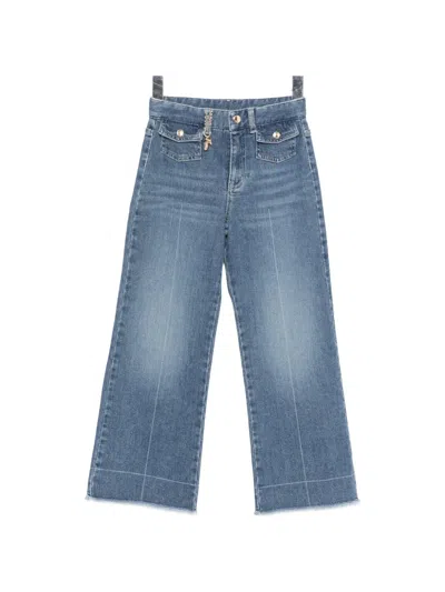 Chloé Kids' Logo-plaque Jeans In Blue