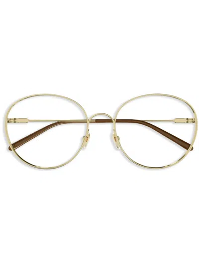 Chloé Logo-plaque-on-the-arm Glasses In Gold