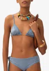 Chloé Women Bikini Top With Logo Plate In Multi