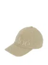 Chloé Cotton Cap Panelled Curved Brim In Green