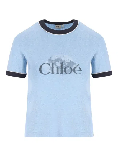 CHLOÉ CHLOÉ LOGO PRINT COTTON T-SHIRT