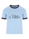 Chloé Short Sleeve Crew Neck T-shirt With Trim In Blue