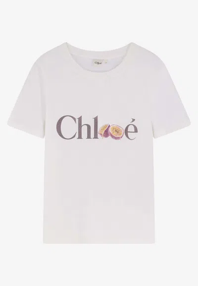Chloé Passion Fruit Print Baby Fit Cotton Jersey T-shirt In White