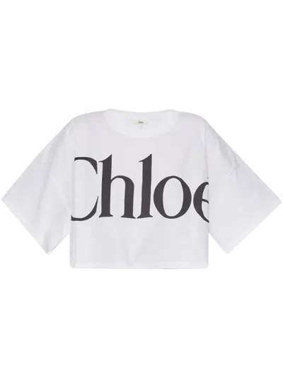 CHLOÉ LOGO-PRINT CROP TOP