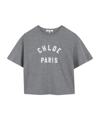 CHLOÉ CHLOÉ KIDS LOGO-PRINT CROPPED CREWNECK T-SHIRT