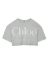 Chloé Logo-print Cropped T-shirt In Green