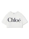 Chloé Logo-print Cropped T-shirt In Weiss