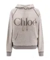 Chloé Hooded Cotton Blend Sweatshirt With Kangaroo Pocket In Brown